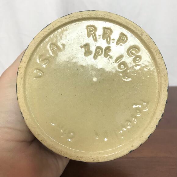 Robinson Ransbottom Roseville Ohio VTG USA Made Spongeware Pottery Planter Pot - Picture 6 of 10